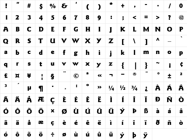 ITCGoudySans-Black Black  glyph index