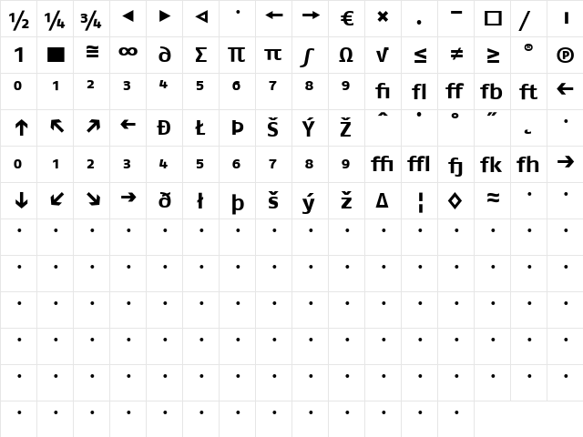 FagoEx Bold  glyph index