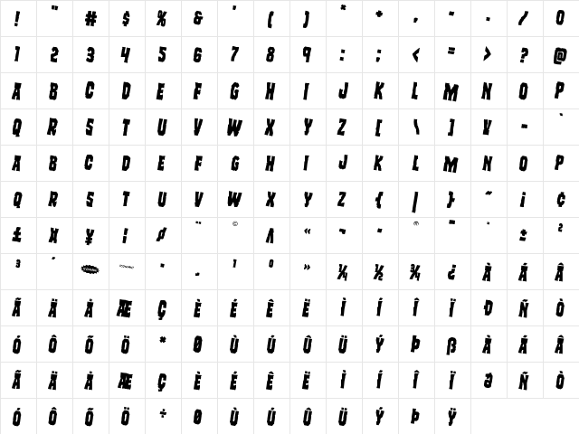 Freakfinder Rotated 2 Regular  glyph index