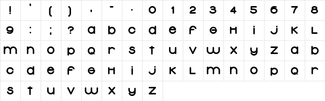 Typolino Heavy  glyph index