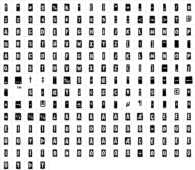 a_MeccanoCmBrk Regular  glyph index