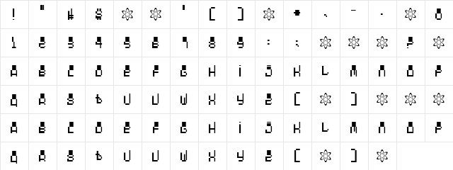 Oddessey 1000 Regular  glyph index