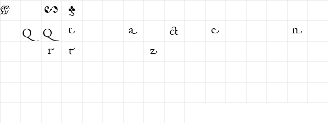 GaramondAlternateSSK Regular  glyph index