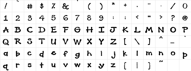 PC Thick Regular  glyph index