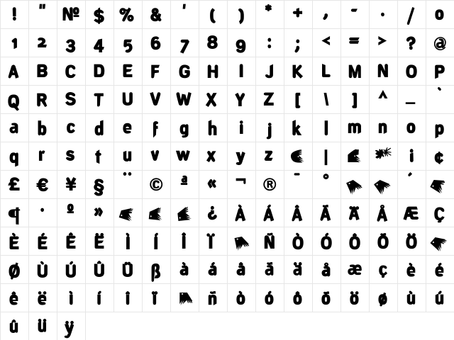 DeconStruct-Black Regular  glyph index
