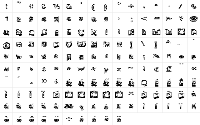 Fruitbasket Regular  glyph index