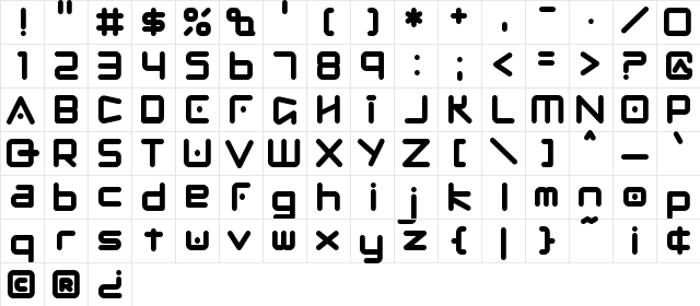 fRiNgE Regular  glyph index