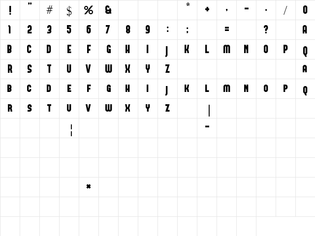 firsttest Regular  glyph index