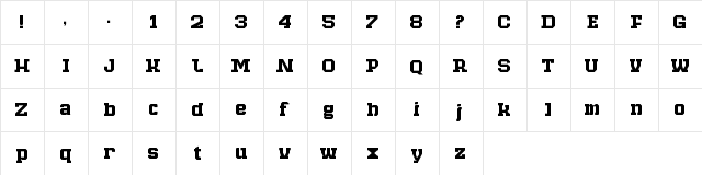Raven Slab Regular  glyph index