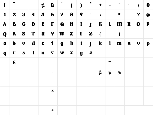 Kingthings Organica Extra Bold  glyph index