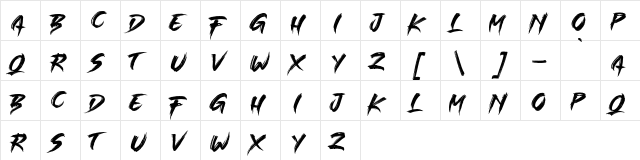 SINGLE FIGHTER Regular  glyph index