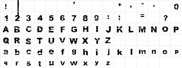 Thorny Zest Regular  glyph index