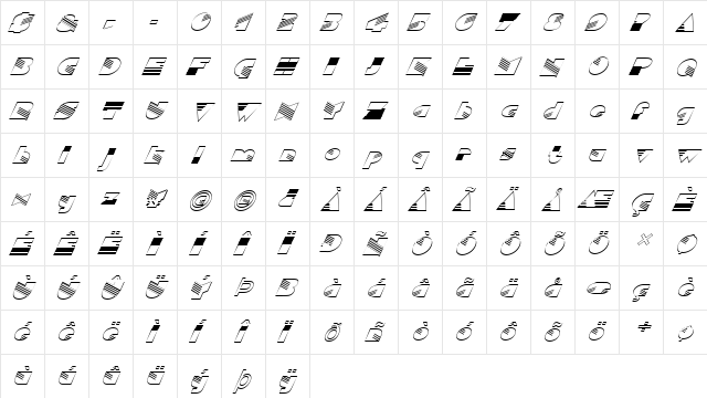 FZ UNIQUE 11 HOLLOW ITALIC Normal  glyph index