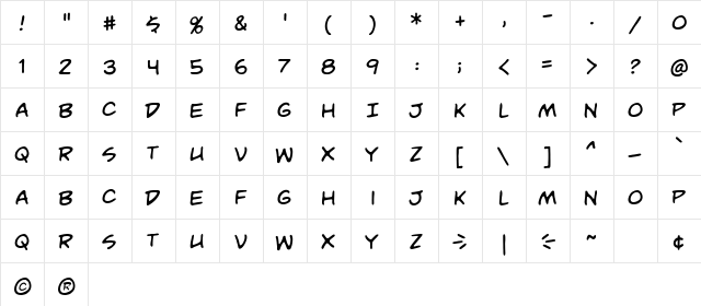 Unmasked BB Regular  glyph index