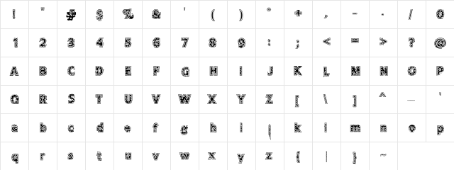 NibbledCheddar01 Regular  glyph index