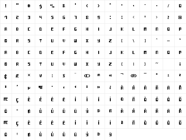 Polybius1981 Medium  glyph index