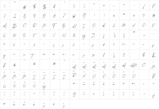 Austin Regular  glyph index