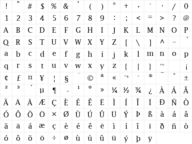 Signs Of Life 4 Regular  glyph index