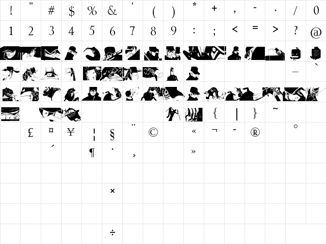 Kaku Dingbats One Piece Art One Piece Area Regular  glyph index