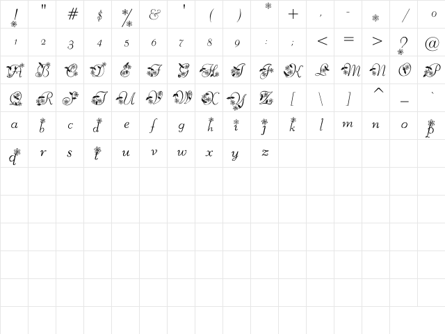NewUnicodeFont Regular  glyph index