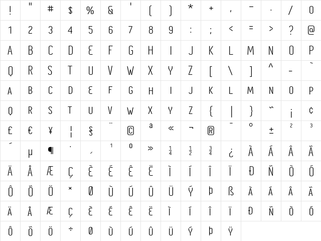Cynapse Pro SC Regular  glyph index