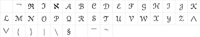 eusm9 Regular  glyph index