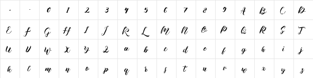 Anteiku Regular  glyph index