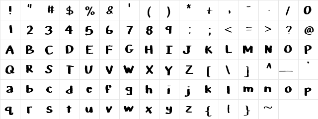 KBChalkTalk Medium  glyph index