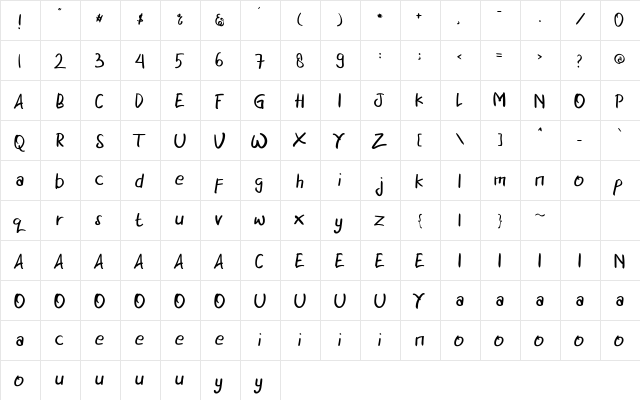 CHERRY BLOSSOM Regular  glyph index