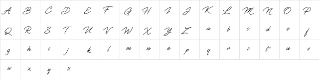Fiftyes Regular  glyph index