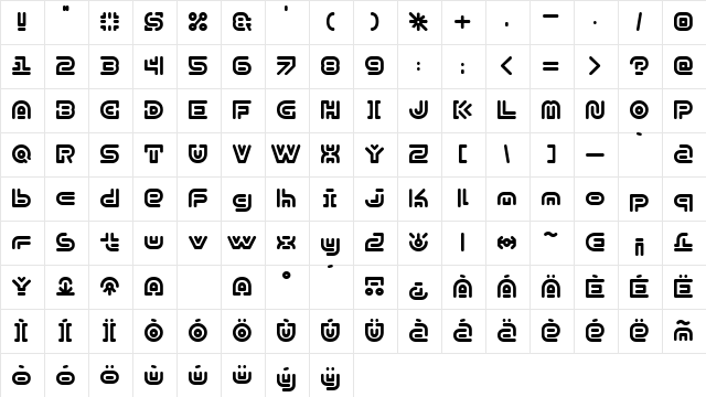 Y2k Subterran Express KG Normal  glyph index