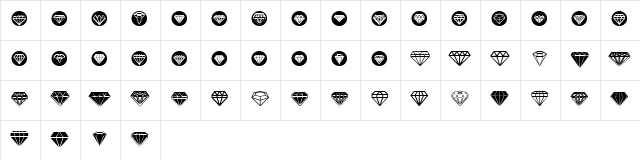 Diamondo Regular  glyph index