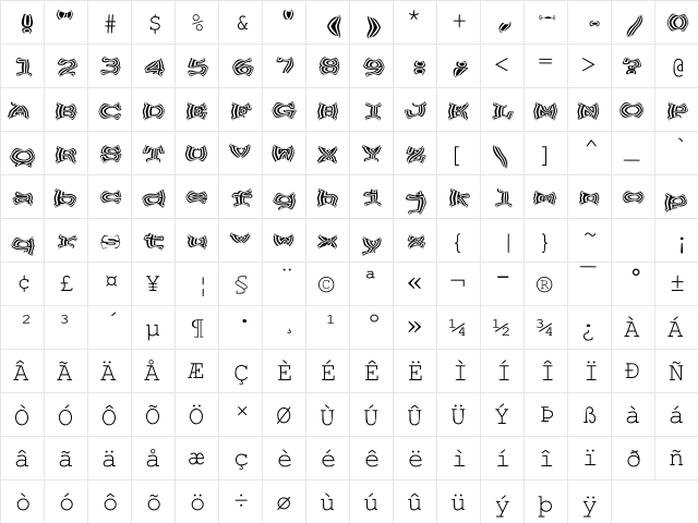 CHUBBY Days Regular Regular  glyph index