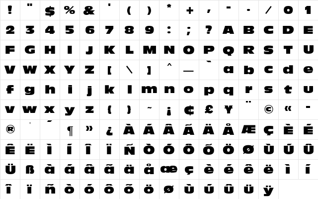 Olive Nord MN Regular  glyph index