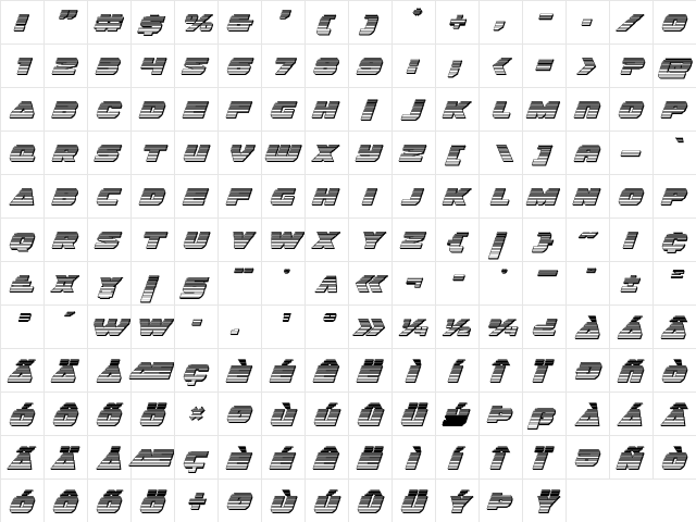 Guardian Chrome Italic Italic  glyph index