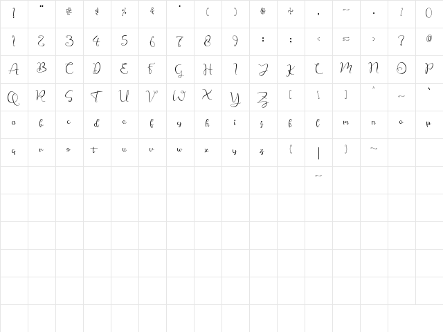 Christmas Winter Regular  glyph index