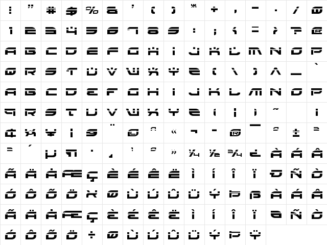 Battlefield Laser Laser  glyph index