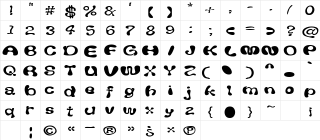 FlufExtended Regular  glyph index
