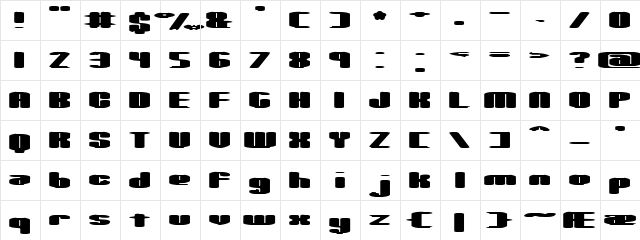 Spacious BRK Regular  glyph index