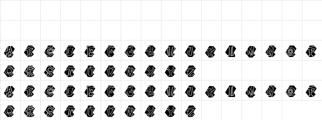 Pentagonal Fonts Regular  glyph index