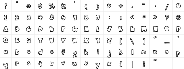 DJ Daze Regular  glyph index