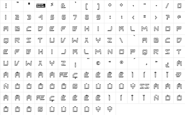 Biting My Nails Outline Regular  glyph index