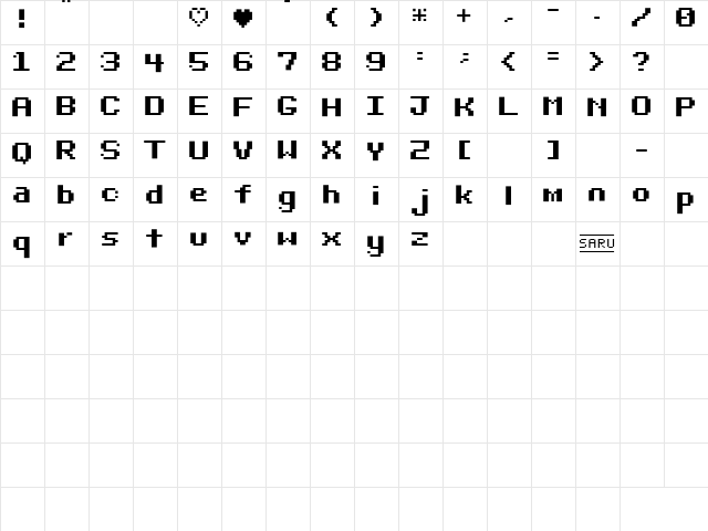 Bit Darling10 (sRB) Regular  glyph index