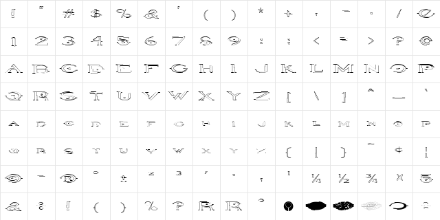 Halo Outline Regular  glyph index