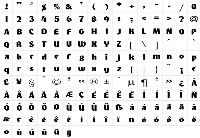 Heidelberg-Normal Ex Regular  glyph index