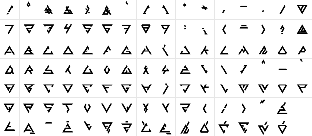 Deltafonte Regular  glyph index