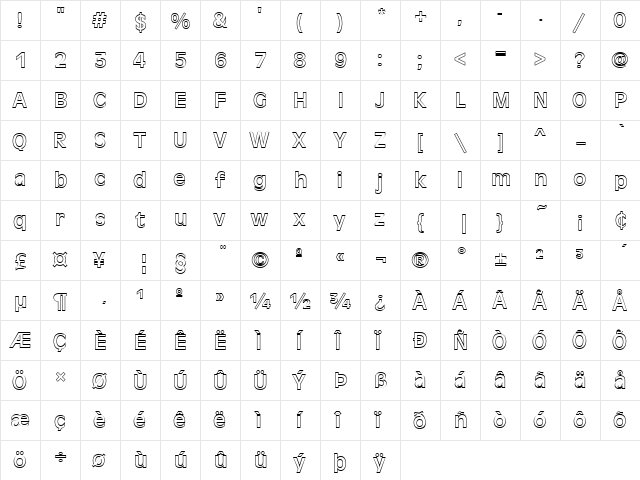 FZ BASIC 2 HOLLOW Normal  glyph index