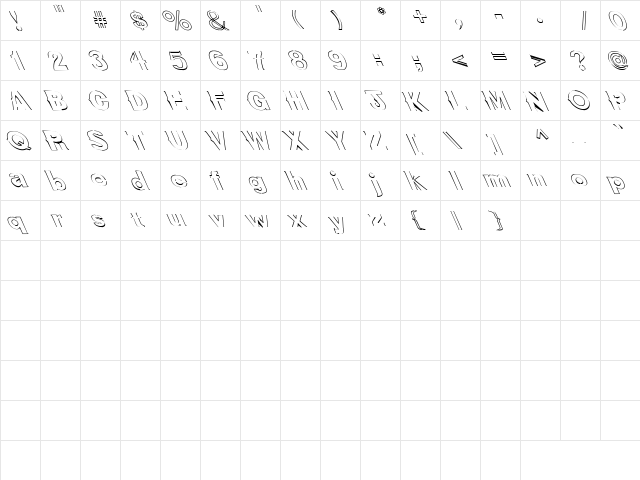 Doohickey 1 Regular  glyph index
