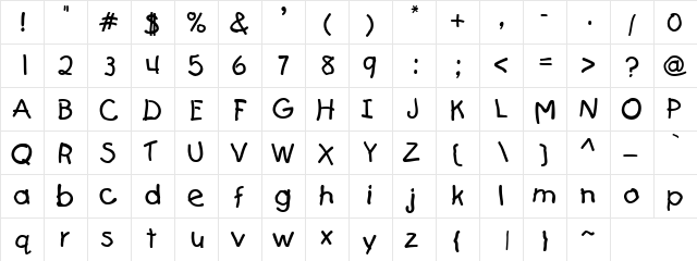 Naughty Girl Regular  glyph index