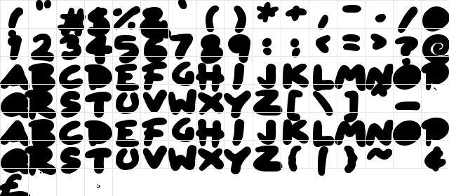 Blob Toon Shadows Regular  glyph index